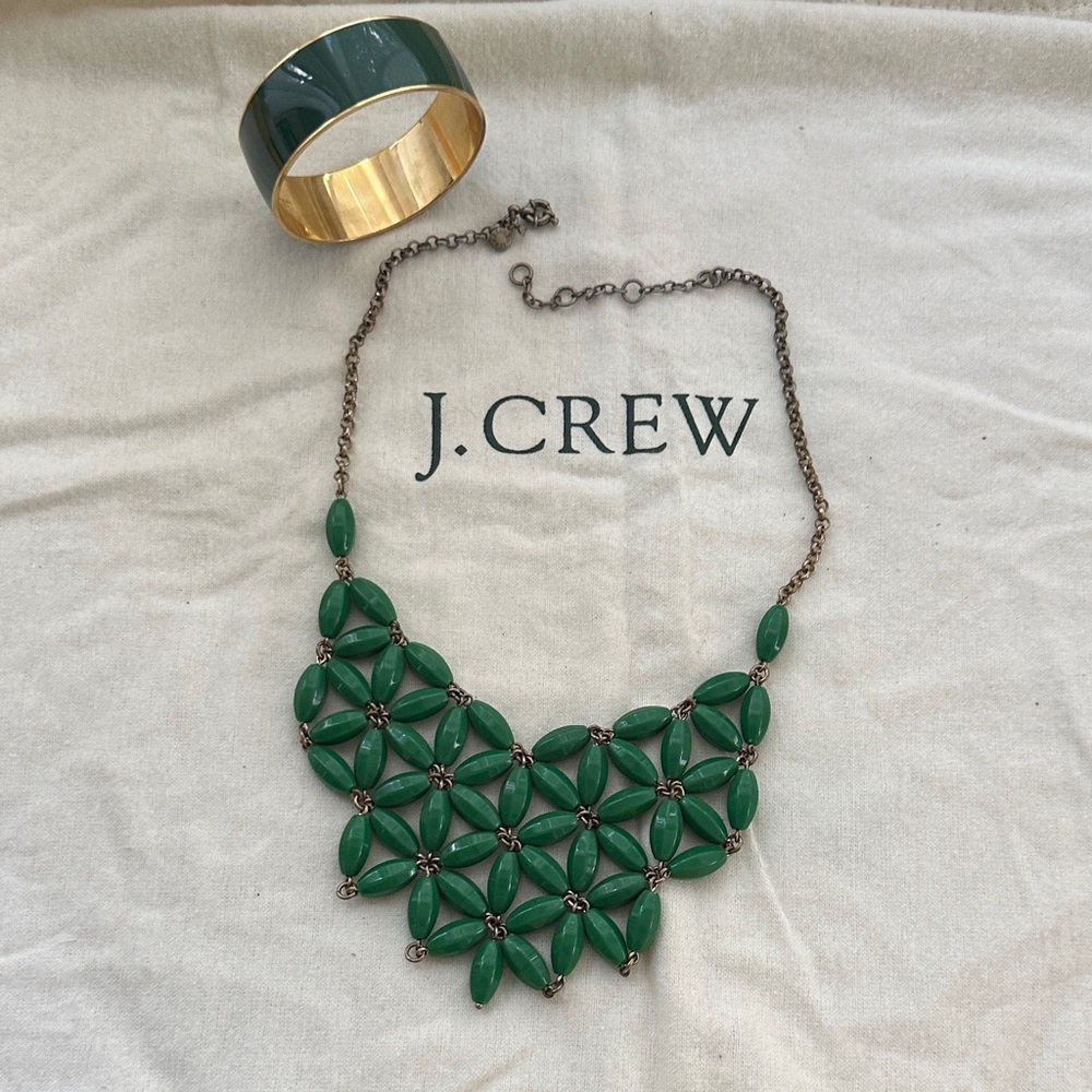 J. Crew Emerald Green Necklace with Bracelet